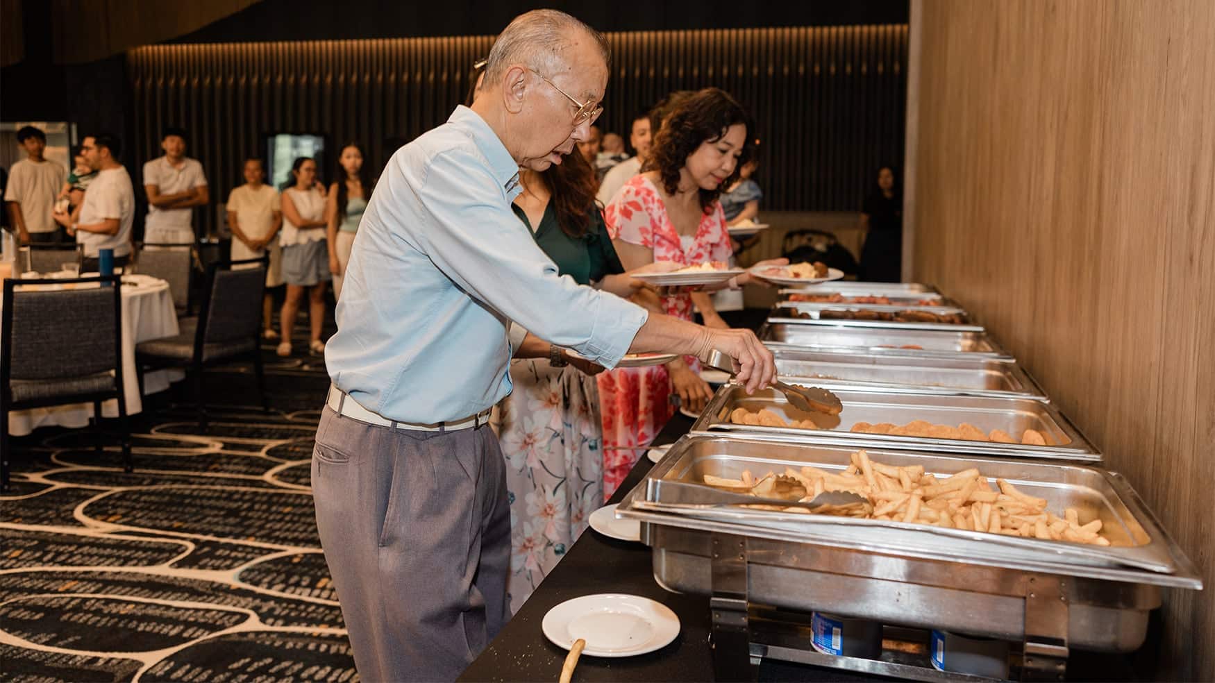 Buffet-style catering setup