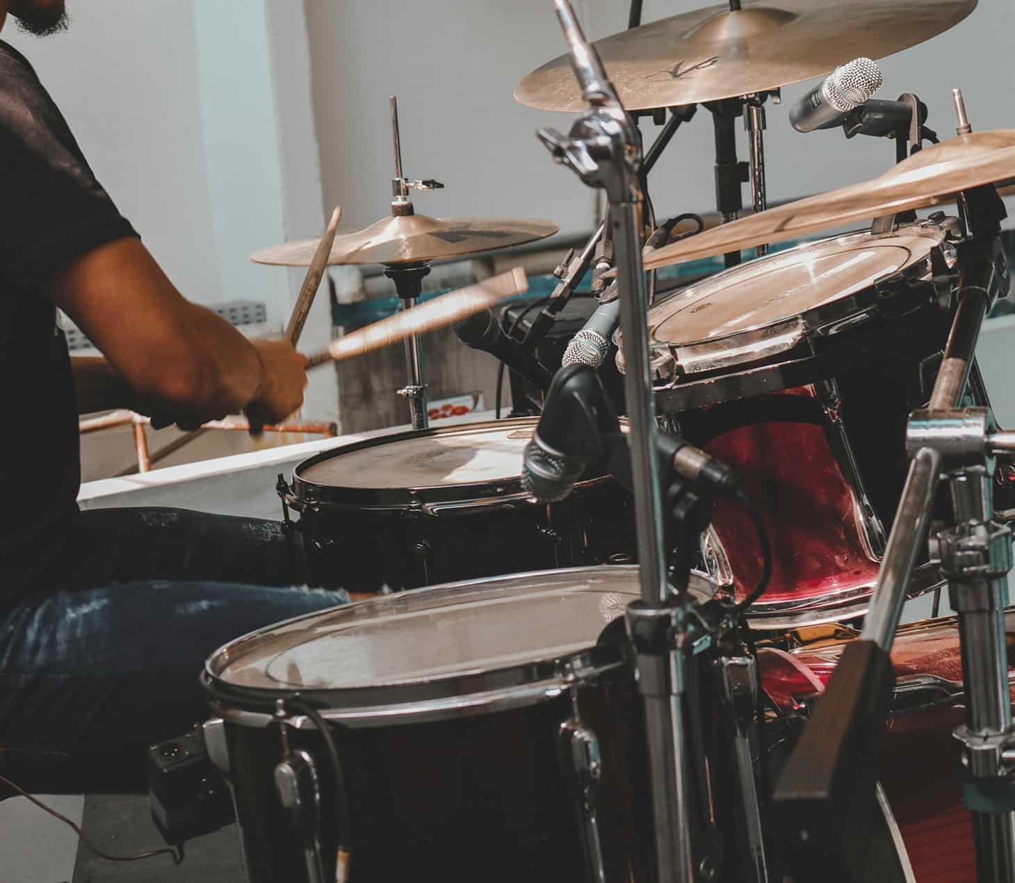 Drummer performing live