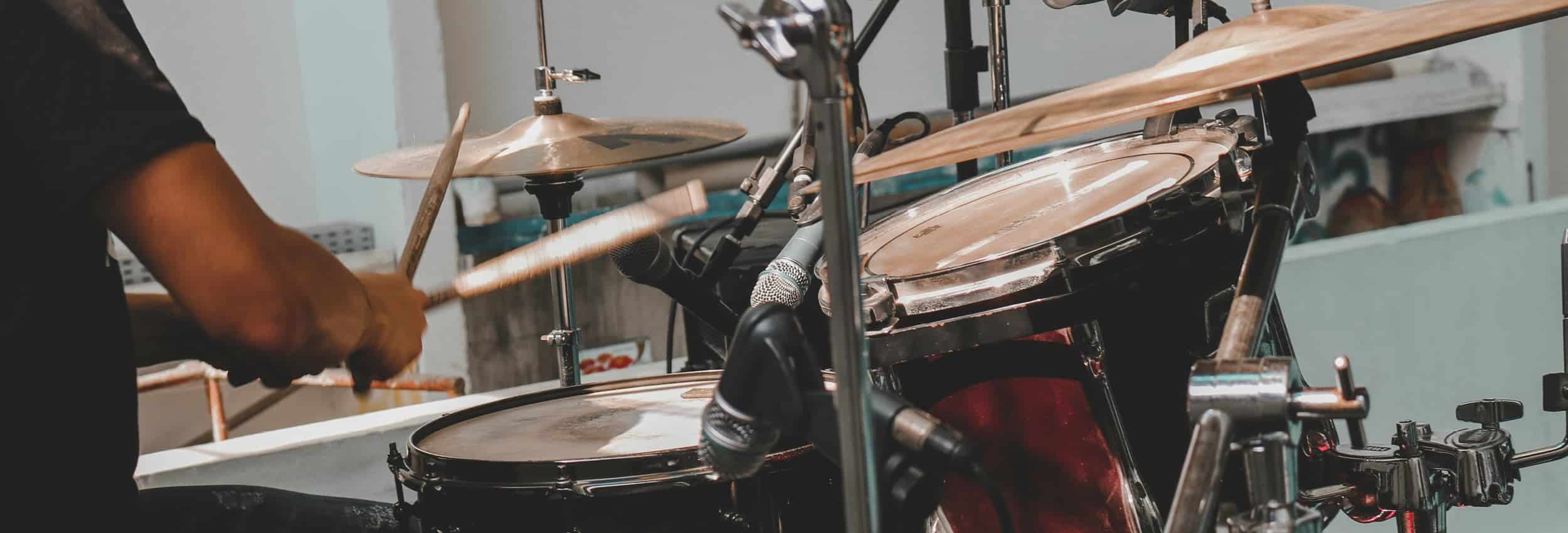 Drummer performing live