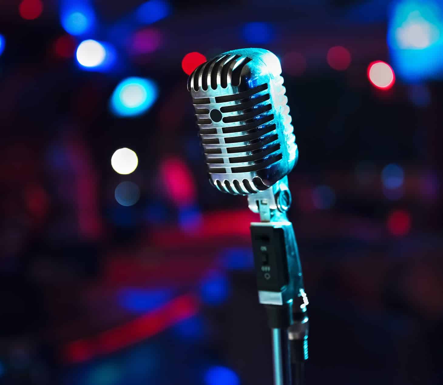 Vintage microphone on stage