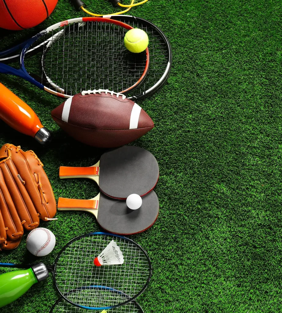 Tennis rackets, balls and other sports gear on turf, showing the activities at PCYC near Cabravale