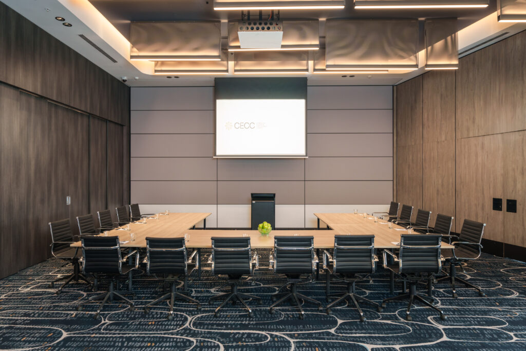 Corporate boardroom and conference space at Cabravale Club Resort in Western Sydney, set up for meetings and presentations.