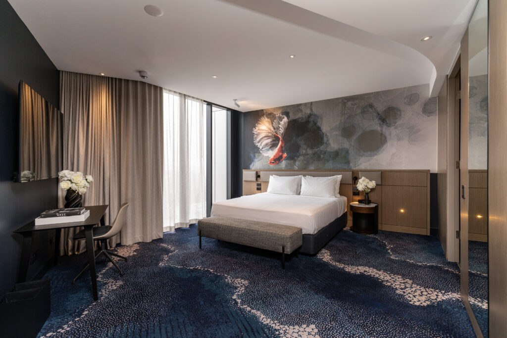 Superior Accessible King room with a king bed and desk at Novotel Sydney Cabramatta, handy for conference delegates