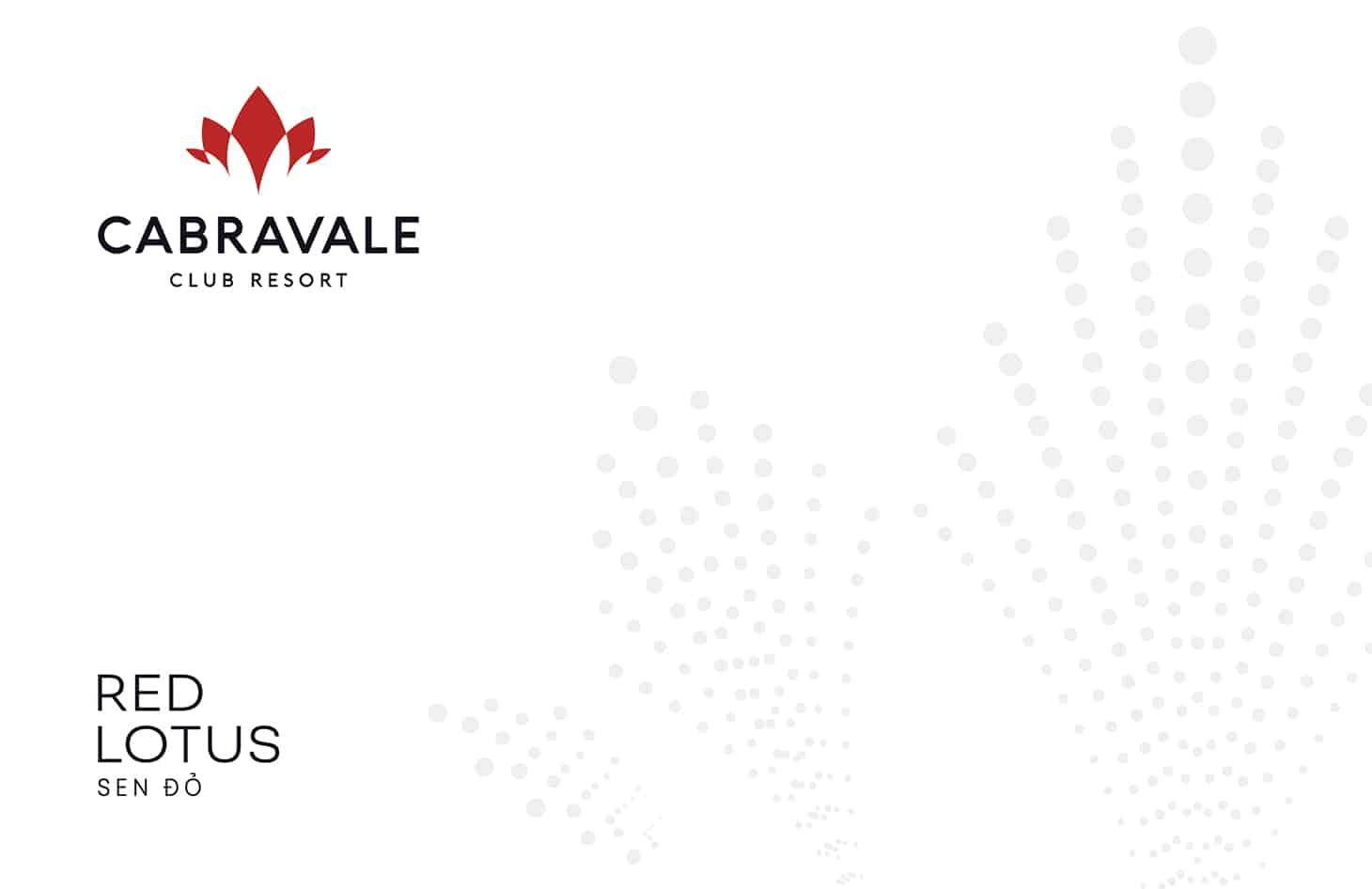 Cabravale Club Resort Red Lotus Sen Đỏ membership card design with red lotus logo and soft dotted pattern background