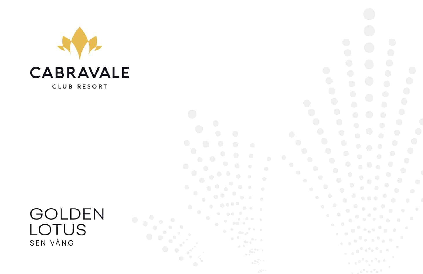 Cabravale Club Resort Golden Lotus Sen Vàng membership tier card with gold lotus logo and dotted pattern background