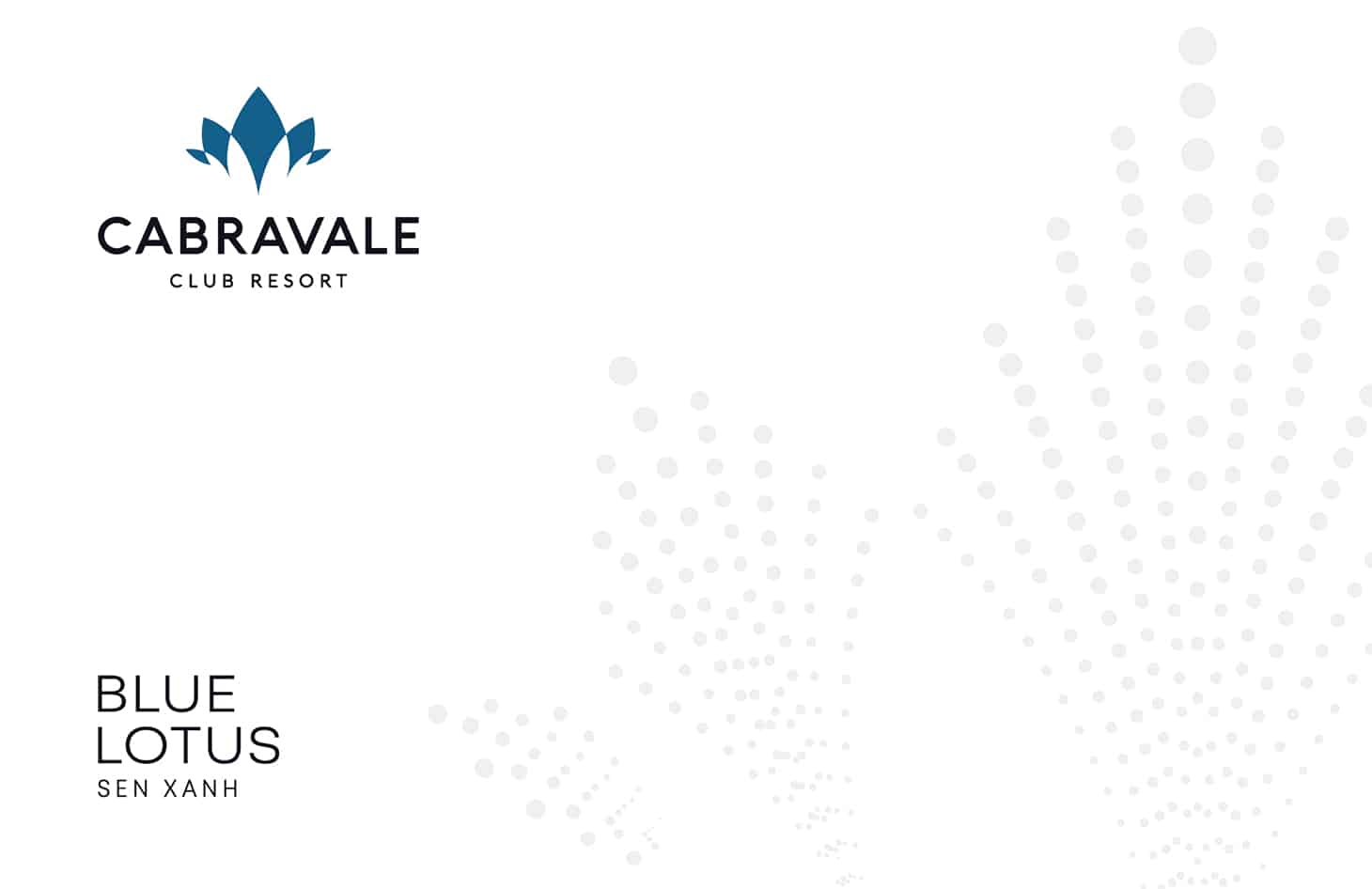 Cabravale Club Resort Blue Lotus Sen Xanh membership tier card featuring blue lotus logo on a clean white dotted background