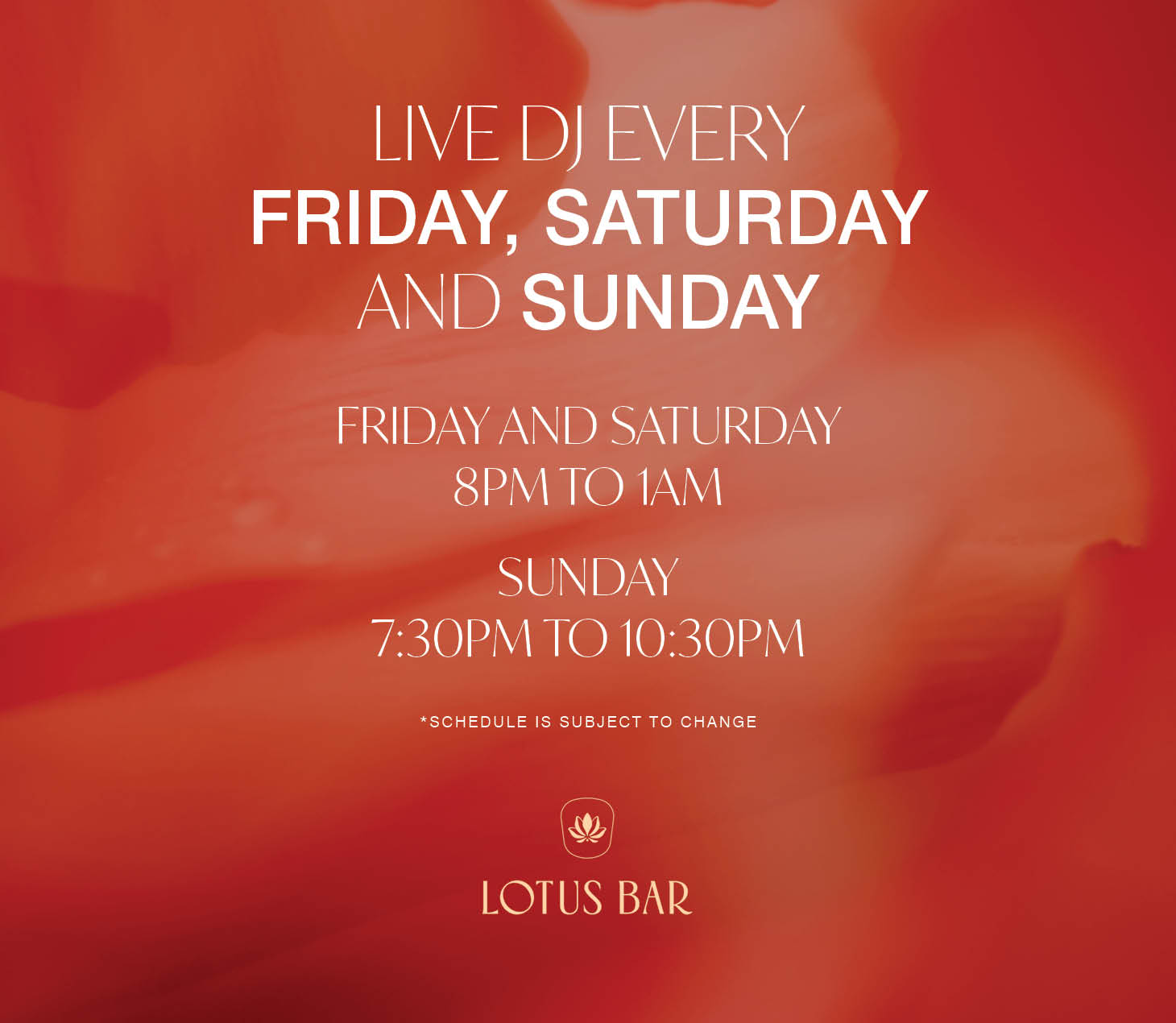 Lotus Bar DJ at Cabravale Club Resort with live dj entertainment schedule posted