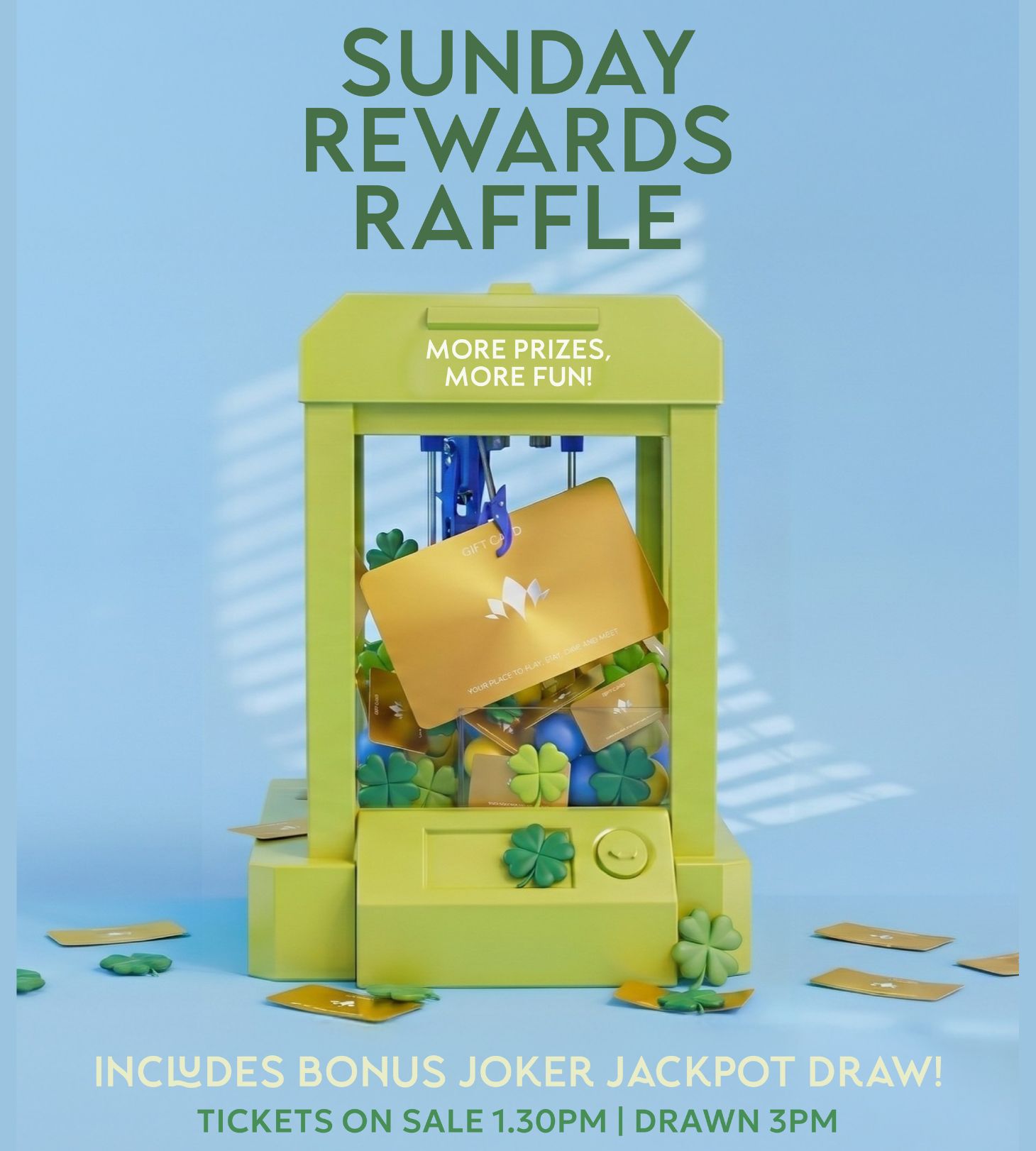 Cabravale Club Resort Sunday Rewards Raffle with Gift cards and meat trays and more to be won, tickets from 1:30PM drawn 3:00PM