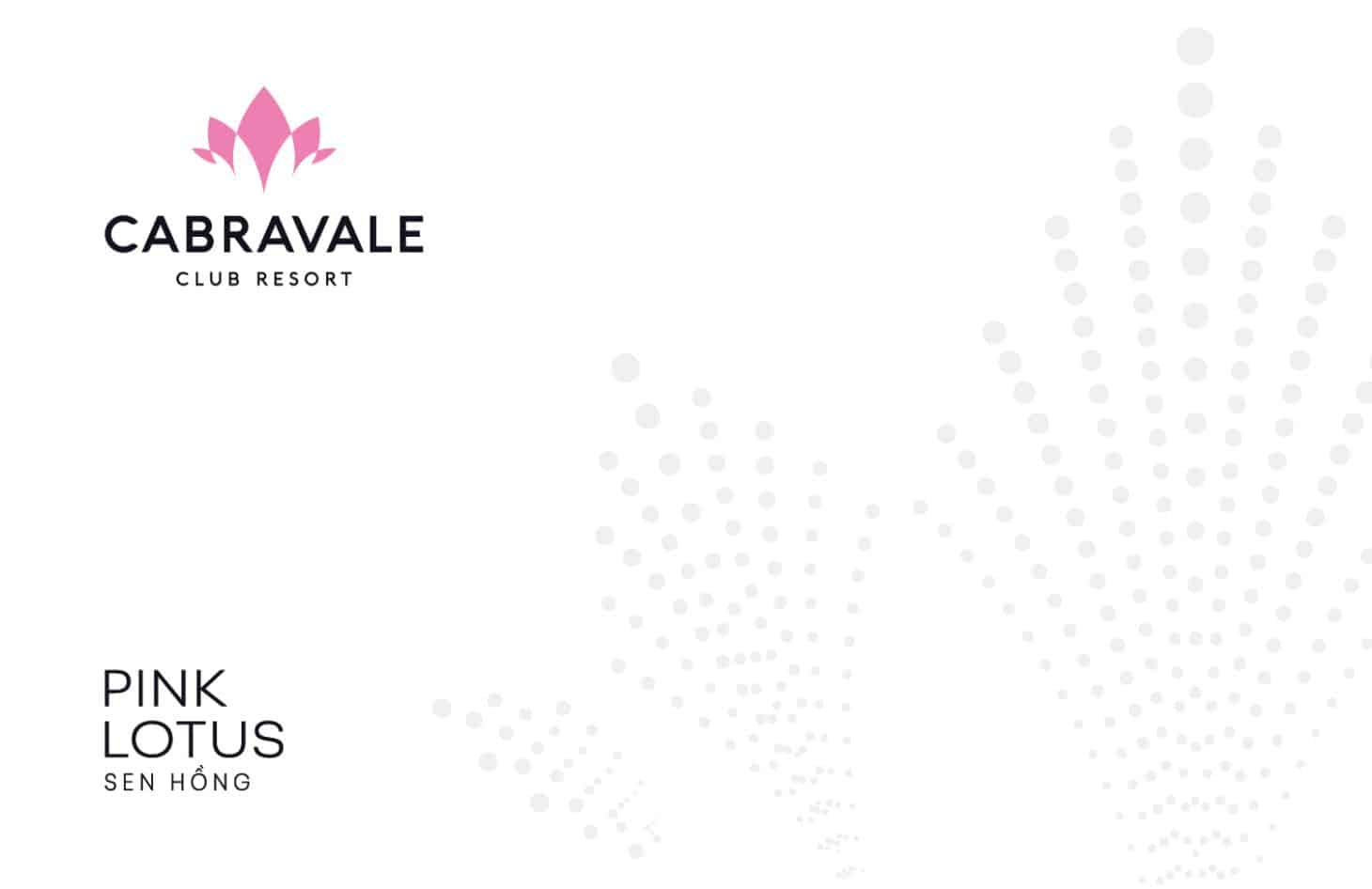 Cabravale Club Resort Red Lotus Sen Hong membership card design with pink lotus logo and soft dotted pattern background
