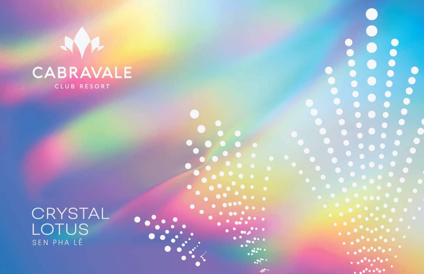 Cabravale Club Resort Red Lotus Sen Pha lê membership card design with Crystal lotus logo and soft dotted pattern background