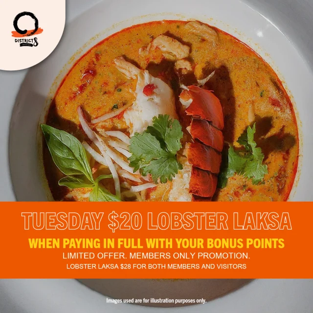 PAY IN FULL with your Bonus Points and dig into a delicious bowl of Lobster Laksa at @cabravalediggers for only $20 on Tuesdays!* 😋

This is a Members Only promotion and is made available for a limited time only.

Lobster Laksa will be $28 for both Members and Visitors when not paying with bonus points.

Images used are for illustration purposes only.
.
.
.
.
#cabramatta #yourlocalclub #yourlocalclubnsw #canleyvale #cabramattacommunity #cabravalediggers #cabravalediggersclub #laksaspecial